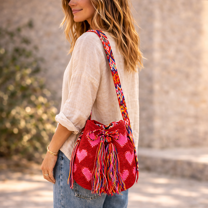 Catalina Hearts Crochet Cross-Body Bag One of a Kind - Mexico-Bags-Rebeca y Francisco (Mexico)-Lumily MZ Fair Trade Nena & Co Hiptipico Novica Lucia's World emporium