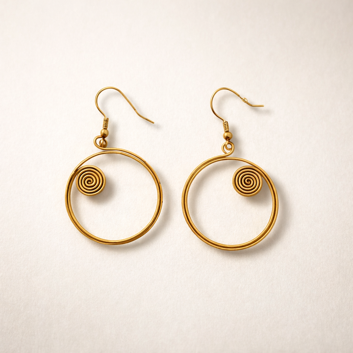 Highland Heritage Brass Wire Earrings - Thailand-Earrings-Pichayada (Nu Shop - TH)-Lumily MZ Fair Trade Nena &amp; Co Hiptipico Novica Lucia&