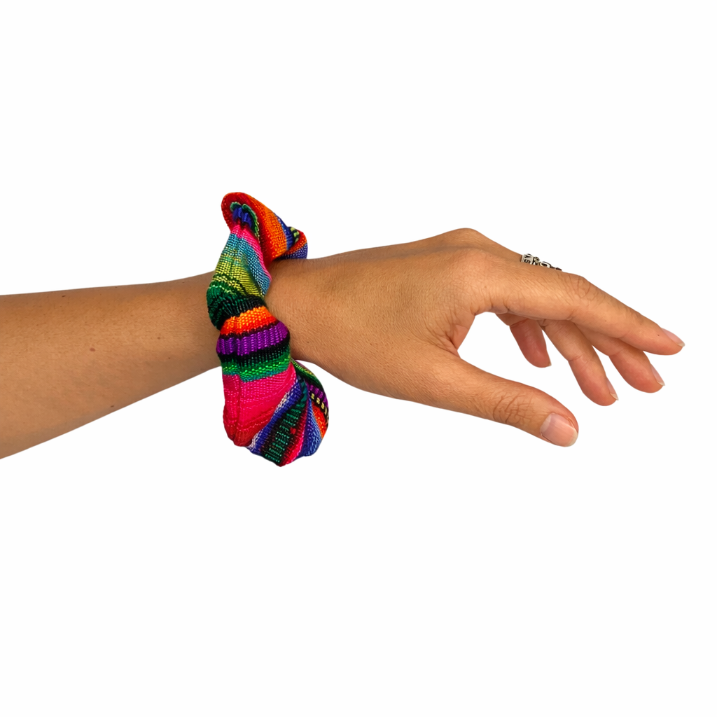 Hacienda Striped Multicolor Scrunchie - Guatemala-Accessories-Laura y Francisco (GU)-Lumily MZ Fair Trade Nena & Co Hiptipico Novica Lucia's World emporium
