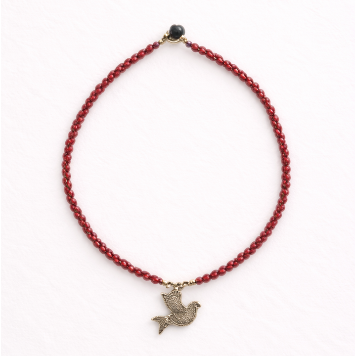 Bird Charm Semi-Precious Stone Necklace Boho Fair Trade Brass Pendant - Thailand-Jewelry-Lumily-Lumily MZ Fair Trade Nena &amp; Co Hiptipico Novica Lucia&