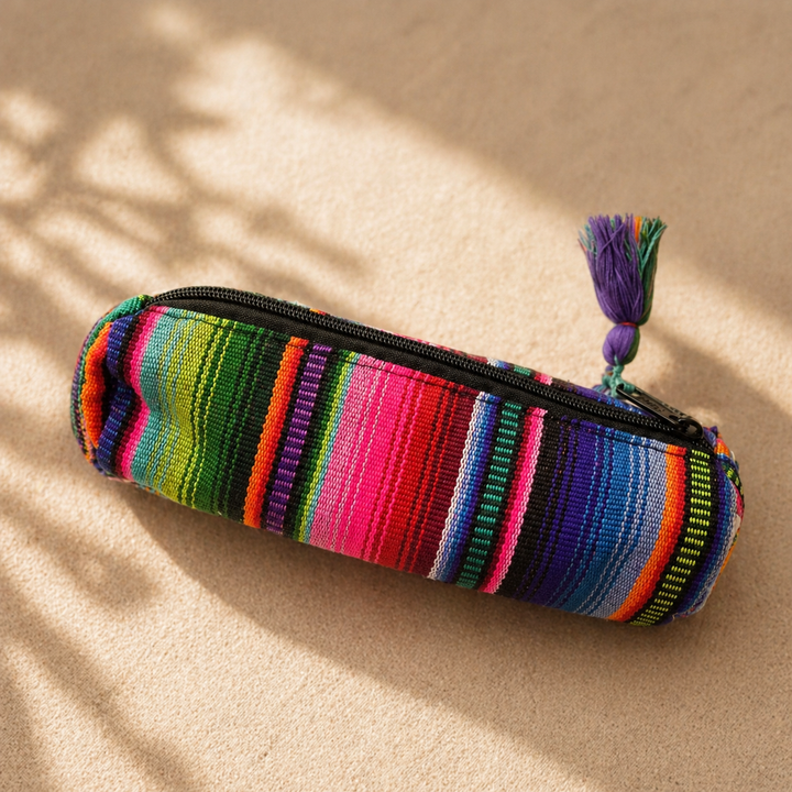 Hacienda Multicolor Sarape Pencil Case | Makeup Brush Bag - Guatemala
