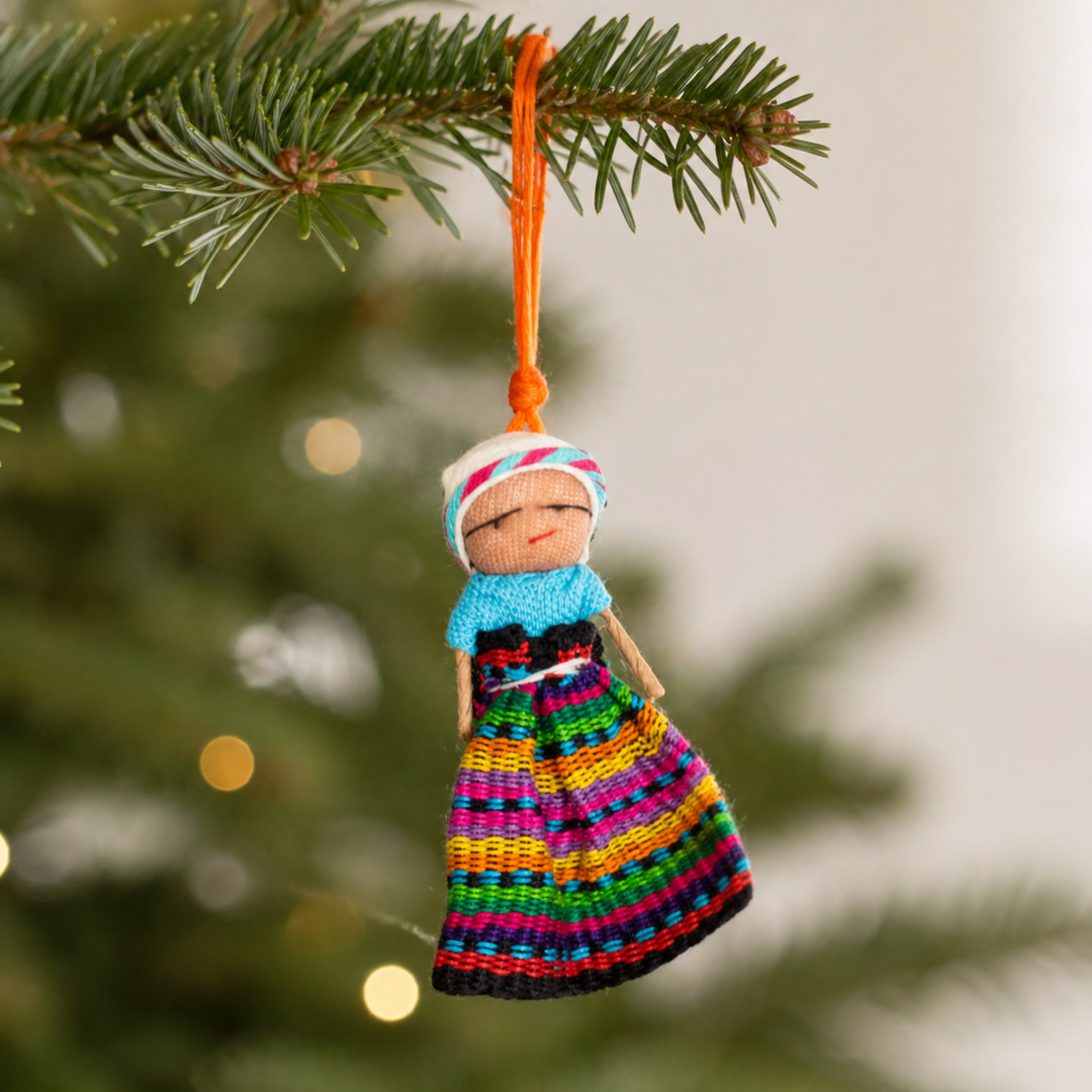 Worry Doll Ornament with Gift Bag + Story - Guatemala-Decor-Enrique (Artesanias Gonzalez - GU)-Lumily MZ Fair Trade Nena &amp; Co Hiptipico Novica Lucia&