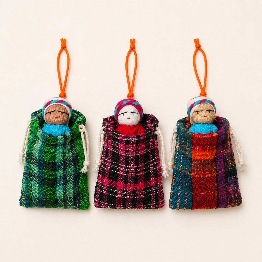 Worry Doll Ornament with Gift Bag + Story - Guatemala-Decor-Enrique (Artesanias Gonzalez - GU)-Lumily MZ Fair Trade Nena &amp; Co Hiptipico Novica Lucia&