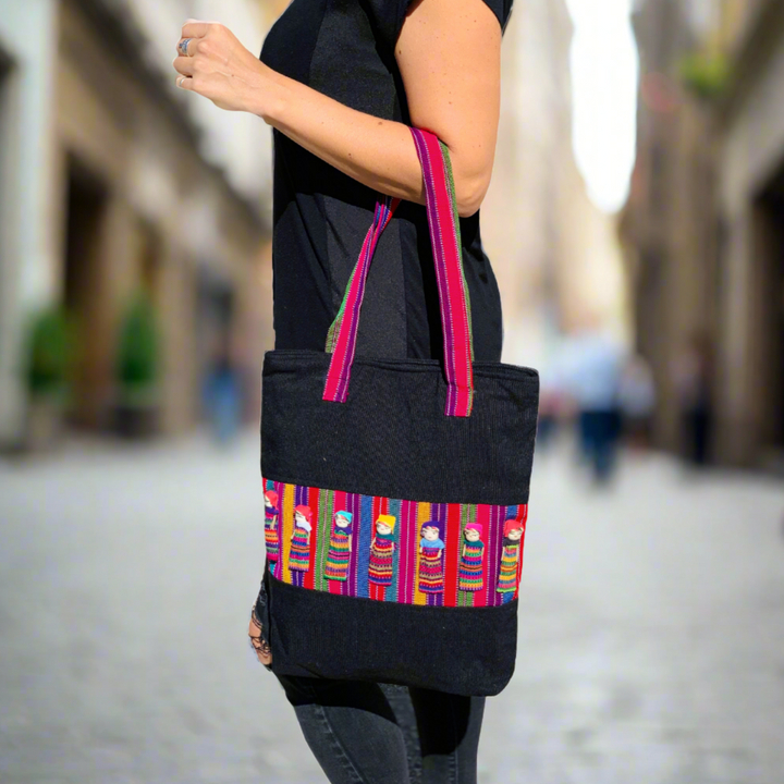 Worry Doll Carry-All Woven Tote - Guatemala-Bags-Lumily-Lumily MZ Fair Trade Nena &amp; Co Hiptipico Novica Lucia&