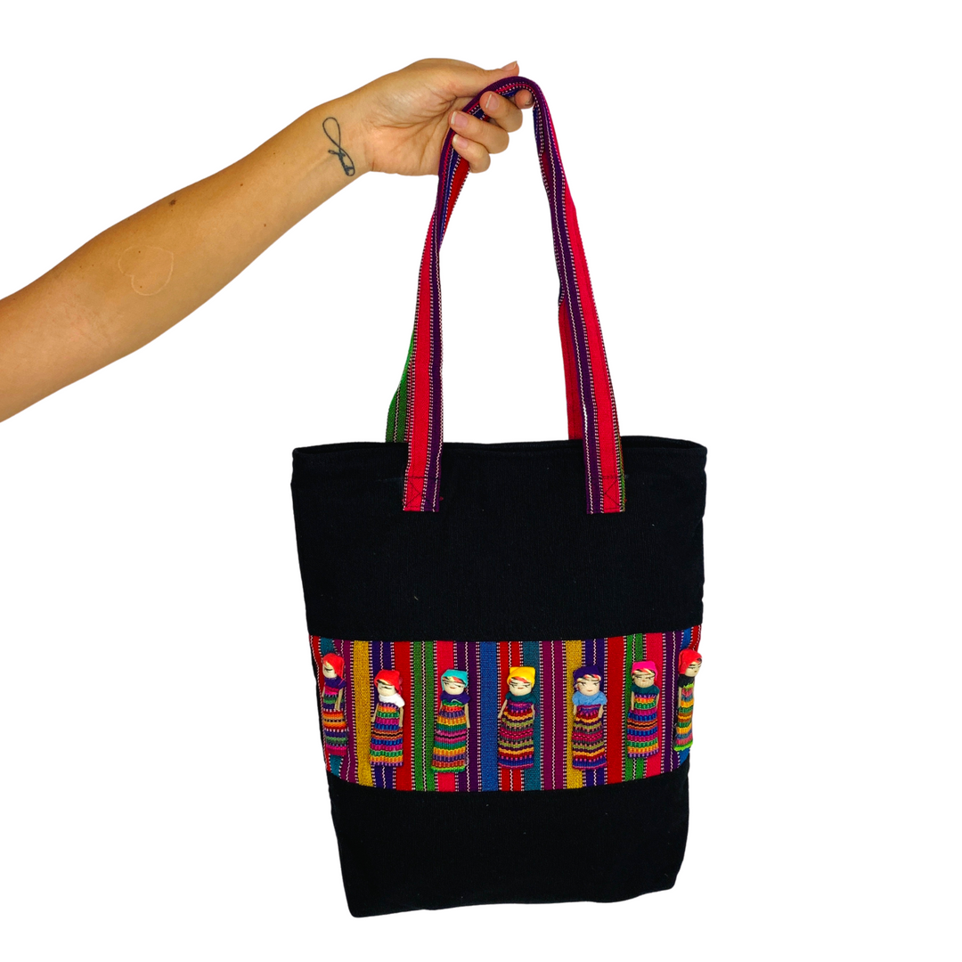 Worry Doll Carry-All Woven Tote - Guatemala-Bags-Lumily-Lumily MZ Fair Trade Nena & Co Hiptipico Novica Lucia's World emporium
