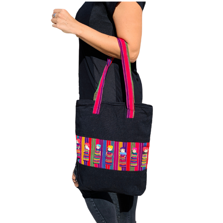 Worry Doll Carry-All Woven Tote - Guatemala-Bags-Lumily-Lumily MZ Fair Trade Nena &amp; Co Hiptipico Novica Lucia&