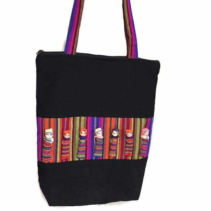 Worry Doll Carry-All Woven Tote - Guatemala-Bags-Lumily-Lumily MZ Fair Trade Nena &amp; Co Hiptipico Novica Lucia&