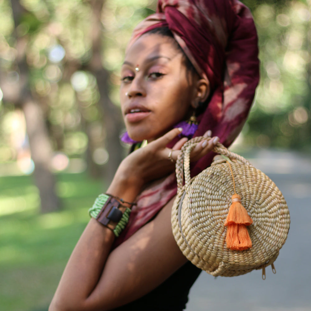 Water Hyacinth Round Bag – Handmade Boho Bag Thailand-Bags-Lumily-Lumily MZ Fair Trade Nena & Co Hiptipico Novica Lucia's World emporium