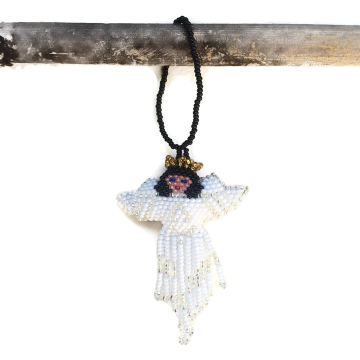 Angel Seed Bead Ornament - Guatemala-Decor-Lumily-White-Lumily MZ Fair Trade Nena & Co Hiptipico Novica Lucia's World emporium