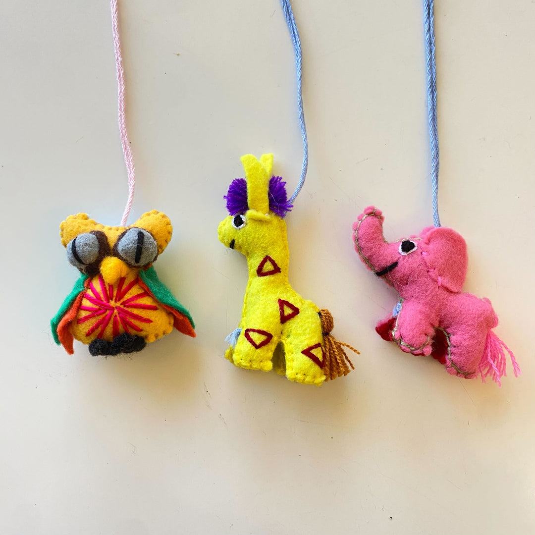 Tiny Wool Mini Animal Set of 6 Handmade Ornaments - Mexico-Decor-ABIGAIL (ARTESANÍAS CHONETIK - MX)-Lumily MZ Fair Trade Nena & Co Hiptipico Novica Lucia's World emporium
