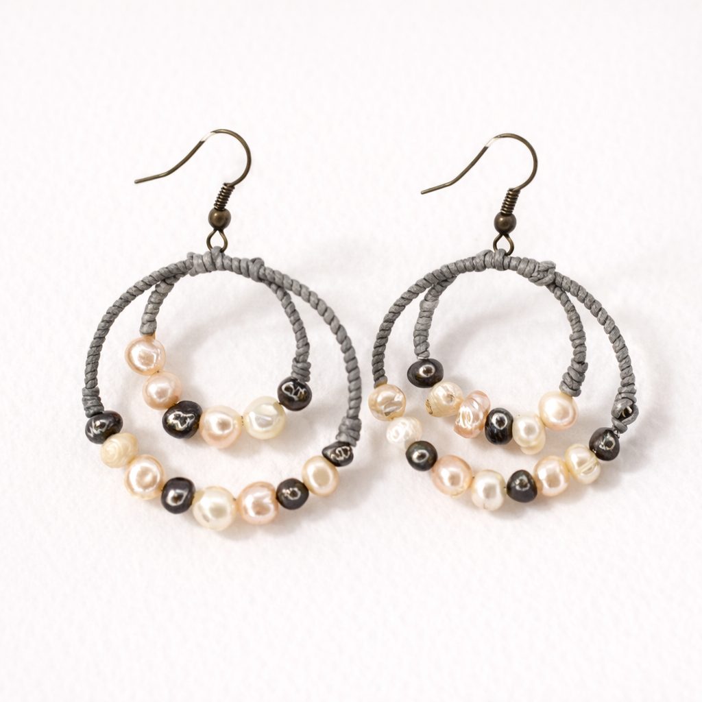 Orbit Hoop Freshwater Pearl Handmade Earrings - Thailand-Jewelry-Lumily-Lumily MZ Fair Trade Nena & Co Hiptipico Novica Lucia's World emporium