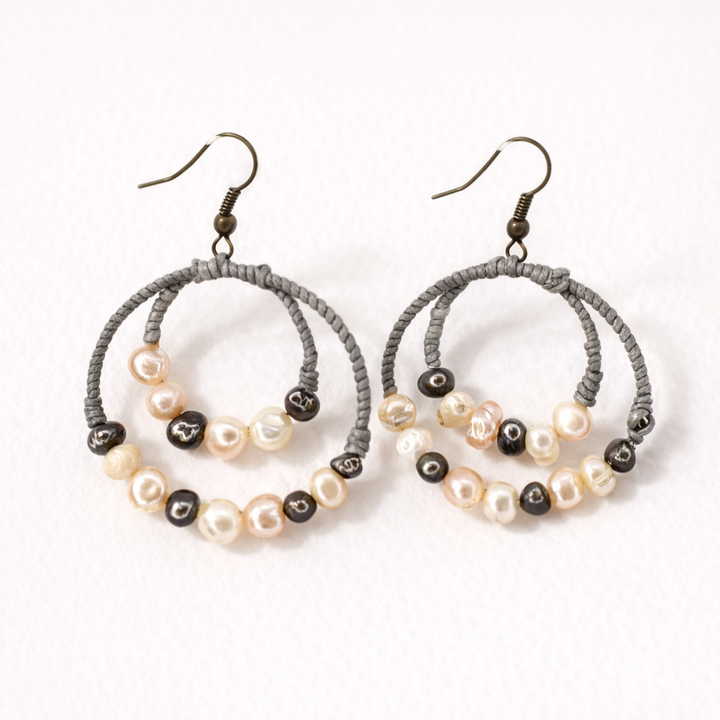 Orbit Hoop Freshwater Pearl Handmade Earrings - Thailand-Jewelry-Lumily-Lumily MZ Fair Trade Nena &amp; Co Hiptipico Novica Lucia&