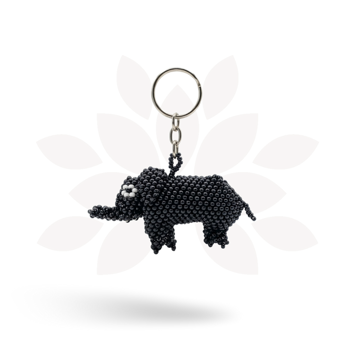 Elephant Seed Bead Keychain - Guatemala-Keychains-Lumily-Grey-Lumily MZ Fair Trade Nena &amp; Co Hiptipico Novica Lucia&
