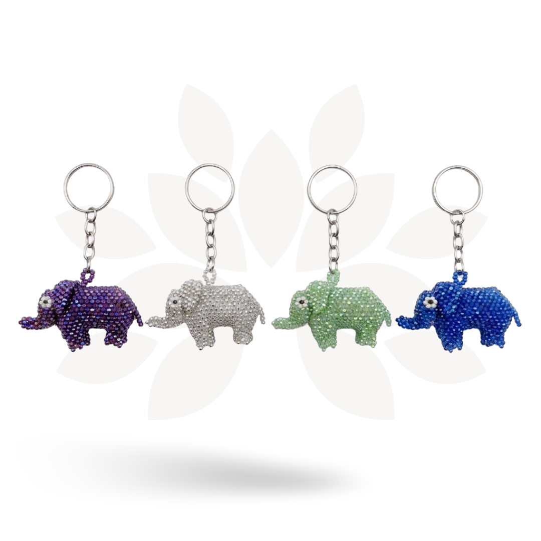Elephant Seed Bead Keychain - Guatemala-Keychains-Lumily-Multicolor-Lumily MZ Fair Trade Nena &amp; Co Hiptipico Novica Lucia&