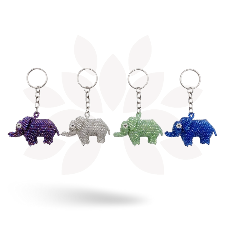 Elephant Seed Bead Keychain - Guatemala-Keychains-Lumily-Multicolor-Lumily MZ Fair Trade Nena &amp; Co Hiptipico Novica Lucia&