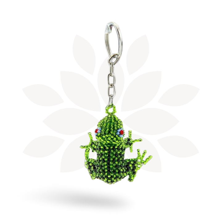 Frog Seed Bead Keychain - Mexico-Keychains-Pascuala (MX)-Lumily MZ Fair Trade Nena & Co Hiptipico Novica Lucia's World emporium