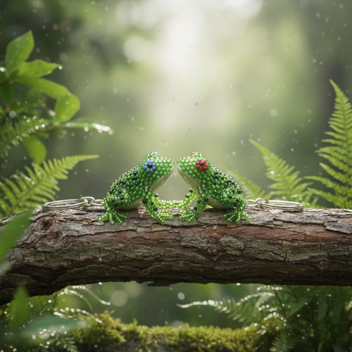 Frog Seed Bead Keychain - Mexico-Keychains-Pascuala (MX)-Lumily MZ Fair Trade Nena & Co Hiptipico Novica Lucia's World emporium