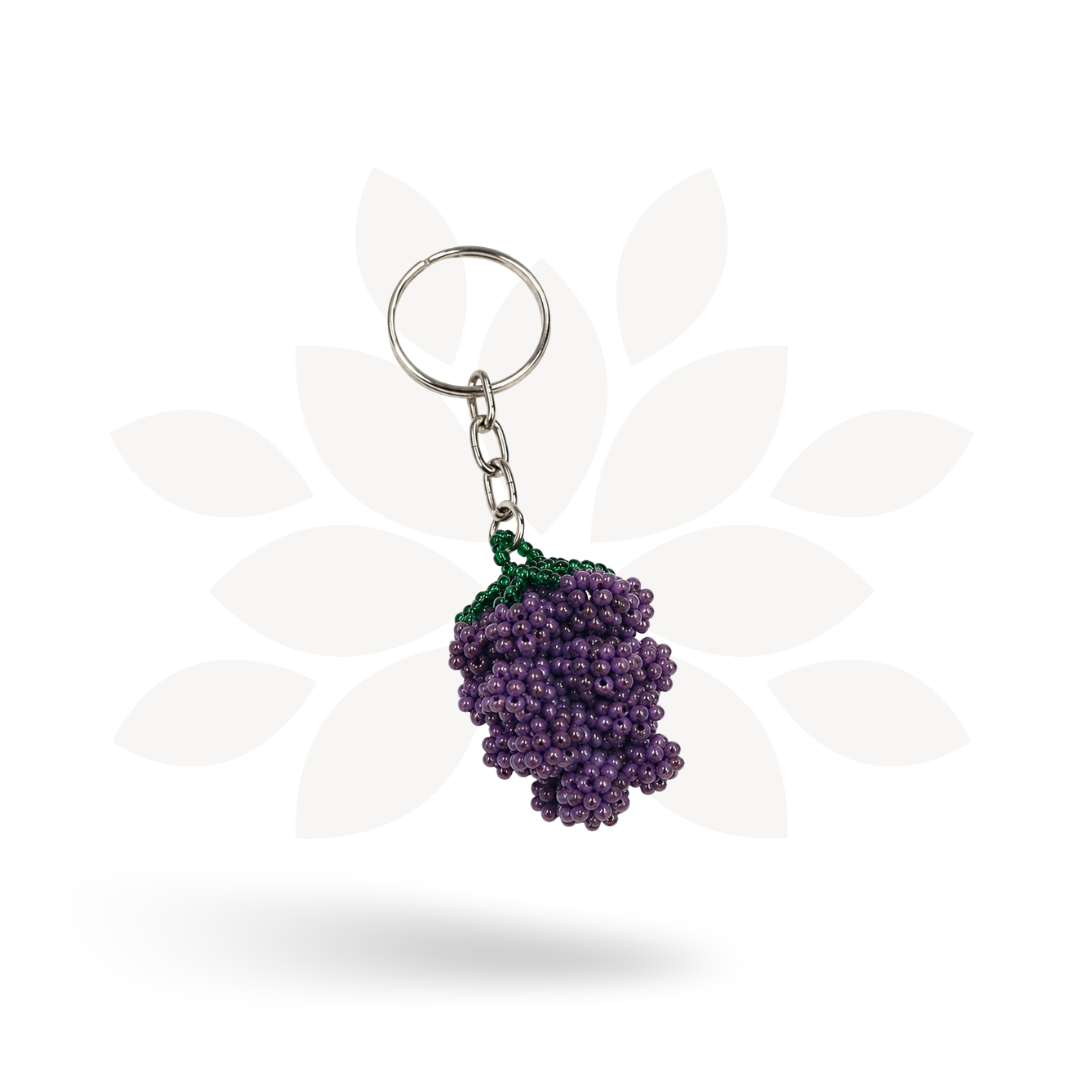 Grape Wine Lover Seed Bead Keychain - Guatemala-Keychains-Lumily-Lumily MZ Fair Trade Nena & Co Hiptipico Novica Lucia's World emporium