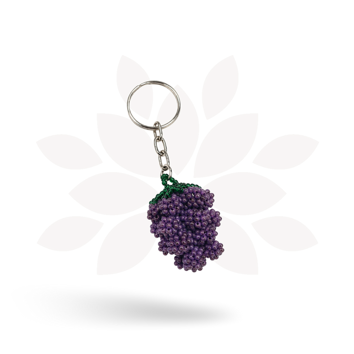 Grape Wine Lover Seed Bead Keychain - Guatemala-Keychains-Lumily-Lumily MZ Fair Trade Nena &amp; Co Hiptipico Novica Lucia&