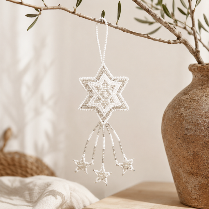 Star Seed Bead Handmade Ornament - Guatemala-Decor-Lumily-Lumily MZ Fair Trade Nena &amp; Co Hiptipico Novica Lucia&