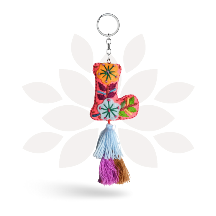 Alphabet Letter Embroidered Boho Keychain | Bag Charm - Mexico-Keychains-Rebeca y Francisco (Mexico)-Lumily MZ Fair Trade Nena & Co Hiptipico Novica Lucia's World emporium