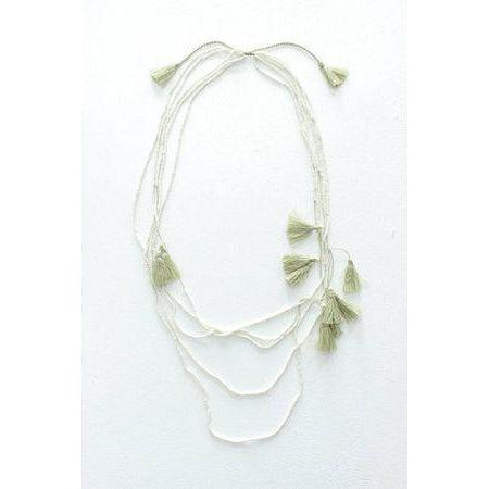 Revive Beaded Tassel Necklace - Thailand-Necklace-Lumily-White-Lumily MZ Fair Trade Nena & Co Hiptipico Novica Lucia's World emporium