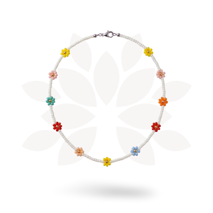 Daisy Seed Bead Floral Boho Choker - Guatemala-Bracelets-David (GU)-Lumily MZ Fair Trade Nena &amp; Co Hiptipico Novica Lucia&