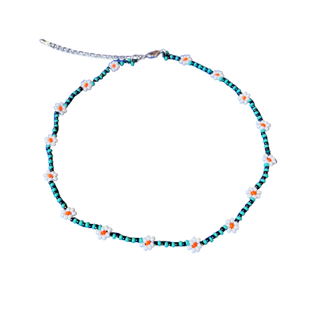 Daisy Seed Bead Choker - Guatemala-Bracelets-David (GU)-Blue-Lumily MZ Fair Trade Nena & Co Hiptipico Novica Lucia's World emporium