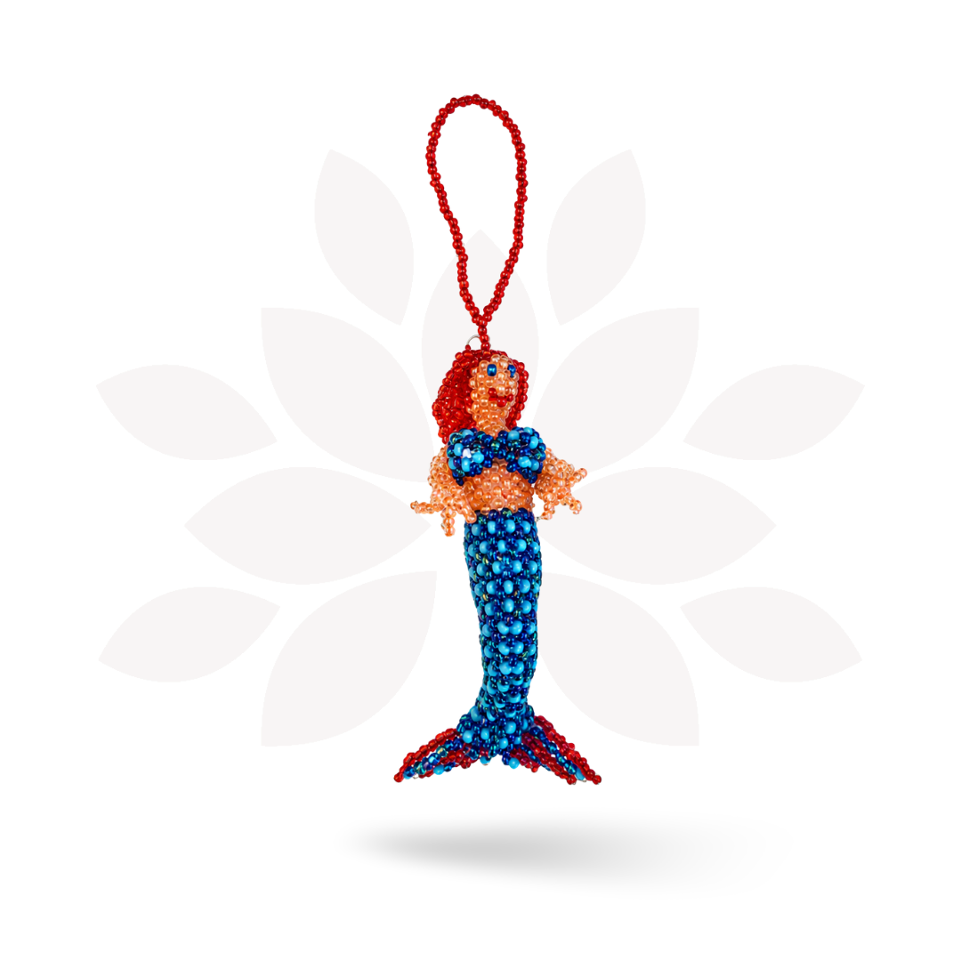 Mermaid Seed Bead Handmade Ornament - Guatemala-Decor-Lumily-Lumily MZ Fair Trade Nena & Co Hiptipico Novica Lucia's World emporium