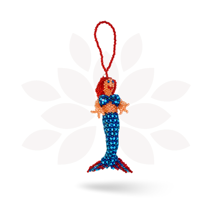Mermaid Seed Bead Handmade Ornament - Guatemala-Decor-Lumily-Lumily MZ Fair Trade Nena &amp; Co Hiptipico Novica Lucia&