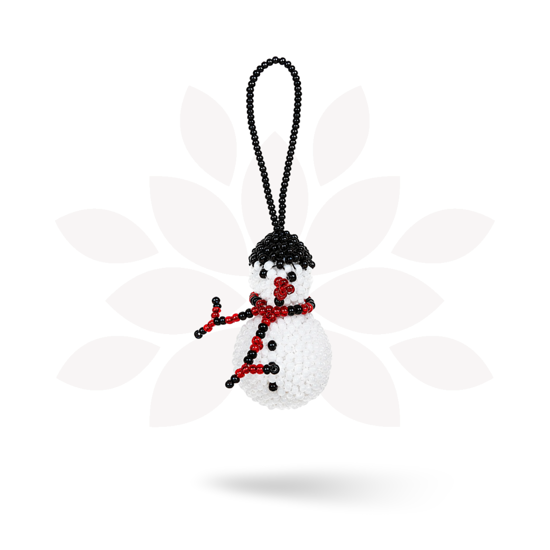 Snowman Seed Bead Ornament - Guatemala-Decor-Claudia (Topaca - GU)-Lumily MZ Fair Trade Nena & Co Hiptipico Novica Lucia's World emporium