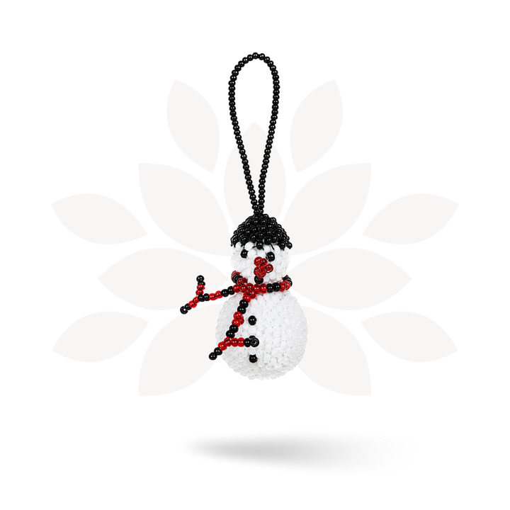 Snowman Seed Bead Ornament - Guatemala-Decor-Claudia (Topaca - GU)-Lumily MZ Fair Trade Nena &amp; Co Hiptipico Novica Lucia&