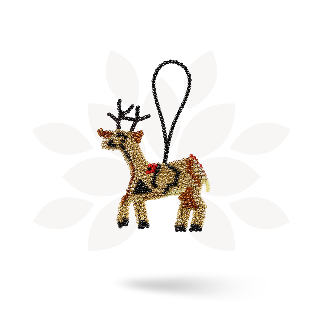 Reindeer Seed Bead Ornament - Guatemala-Decor-Lumily-Lumily MZ Fair Trade Nena & Co Hiptipico Novica Lucia's World emporium