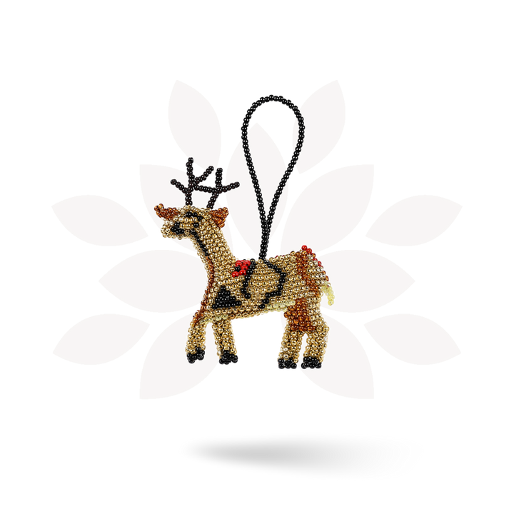 Reindeer Seed Bead Ornament - Guatemala-Decor-Lumily-Lumily MZ Fair Trade Nena &amp; Co Hiptipico Novica Lucia&