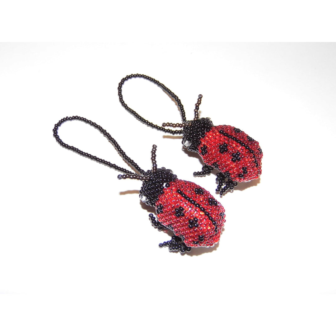 Lady Bug Seed Bead Ornament - Guatemala-Decor-Yulisa (Galería Artes Chávez - GU)-Lumily MZ Fair Trade Nena & Co Hiptipico Novica Lucia's World emporium