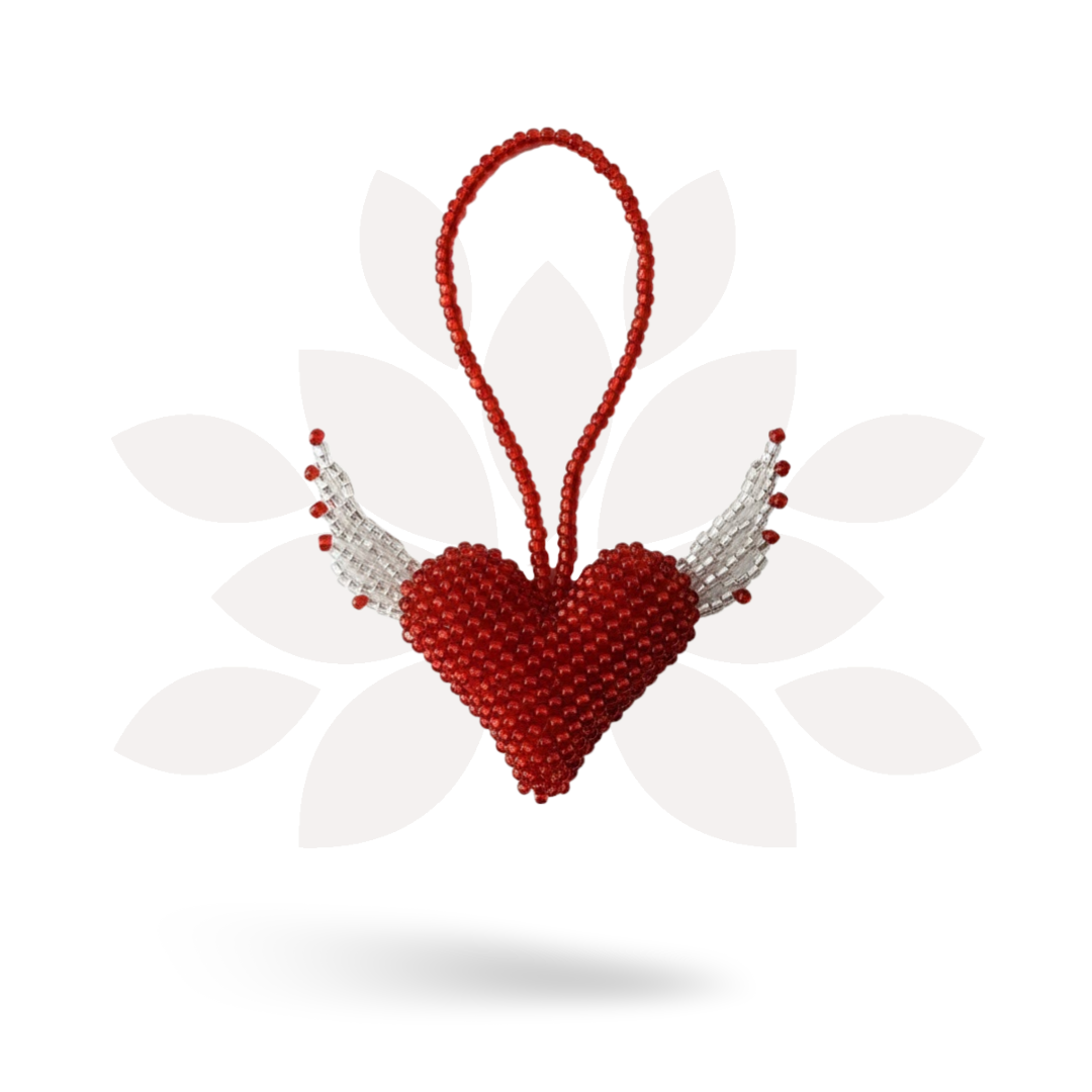 Flying Heart Seed Bead Artisan Made Ornament - Guatemala-Decor-Lumily-Lumily MZ Fair Trade Nena & Co Hiptipico Novica Lucia's World emporium