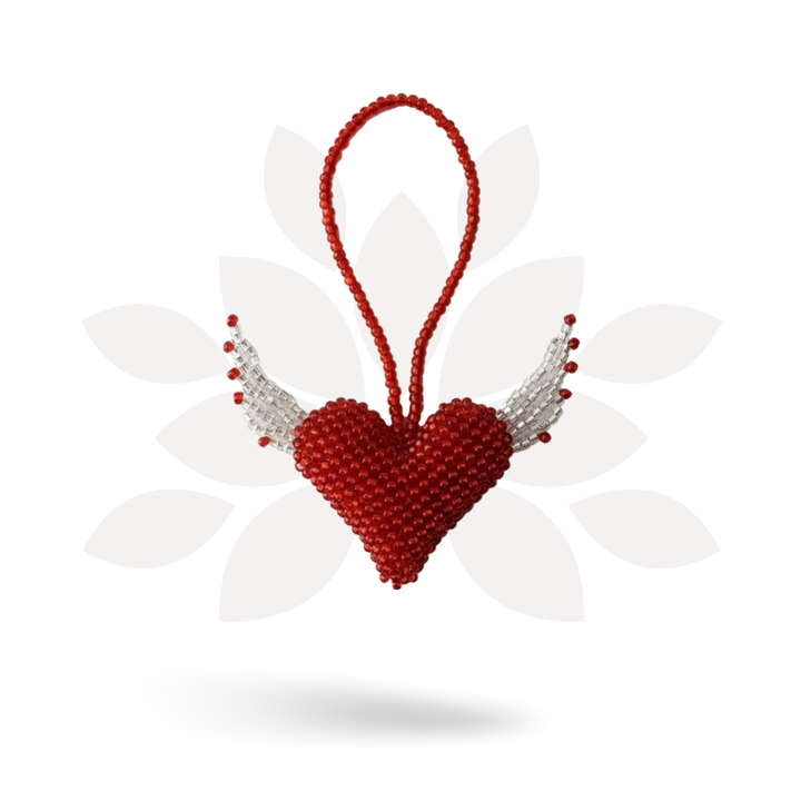 Flying Heart Seed Bead Artisan Made Ornament - Guatemala-Decor-Lumily-Lumily MZ Fair Trade Nena & Co Hiptipico Novica Lucia's World emporium