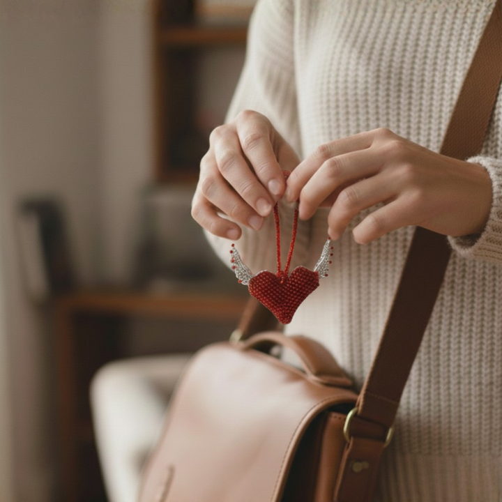 Flying Heart Seed Bead Artisan Made Ornament - Guatemala-Decor-Lumily-Lumily MZ Fair Trade Nena & Co Hiptipico Novica Lucia's World emporium