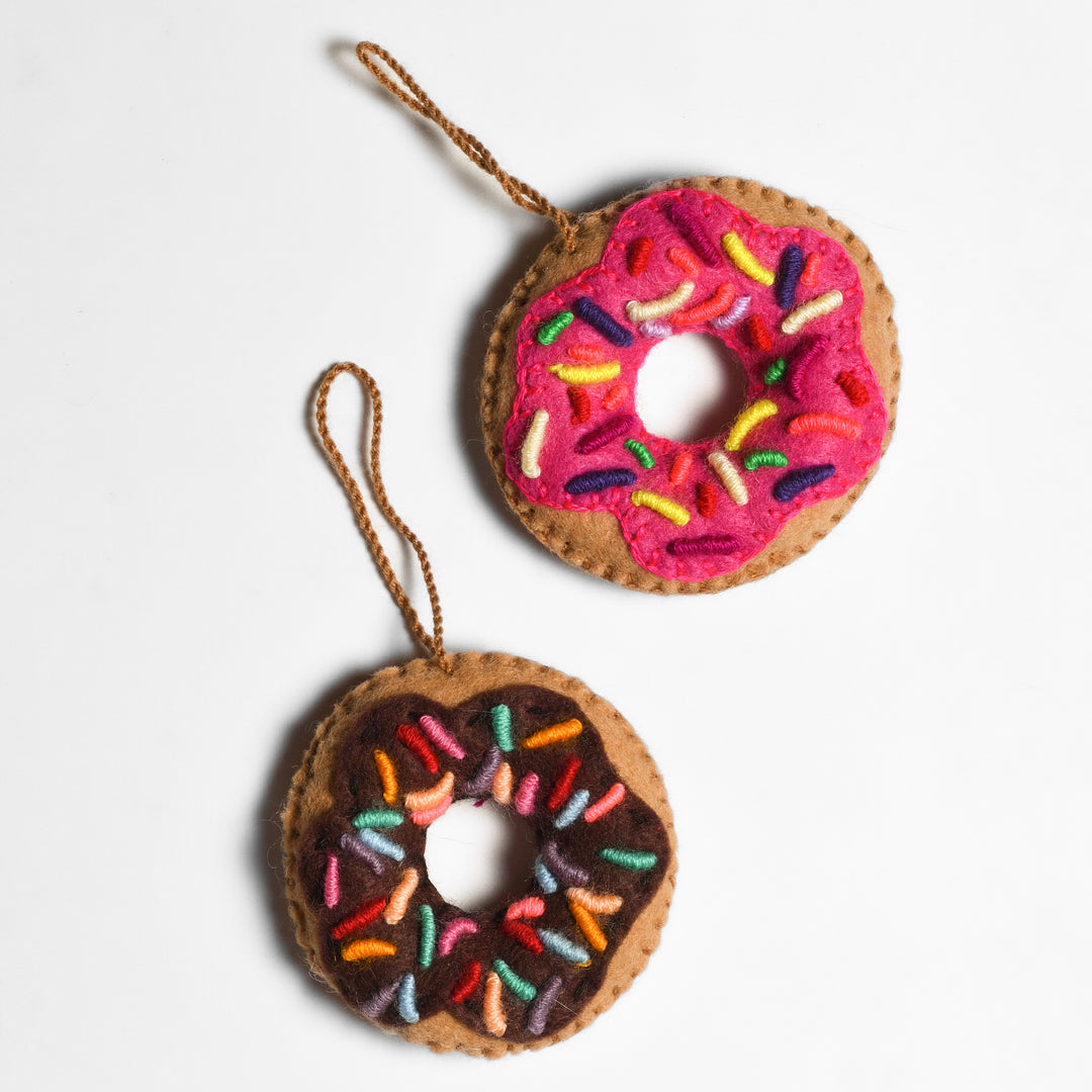 Donut Felt Embroidered Ornament - Mexico-Decor-Rebeca y Francisco (Mexico)-Lumily MZ Fair Trade Nena & Co Hiptipico Novica Lucia's World emporium