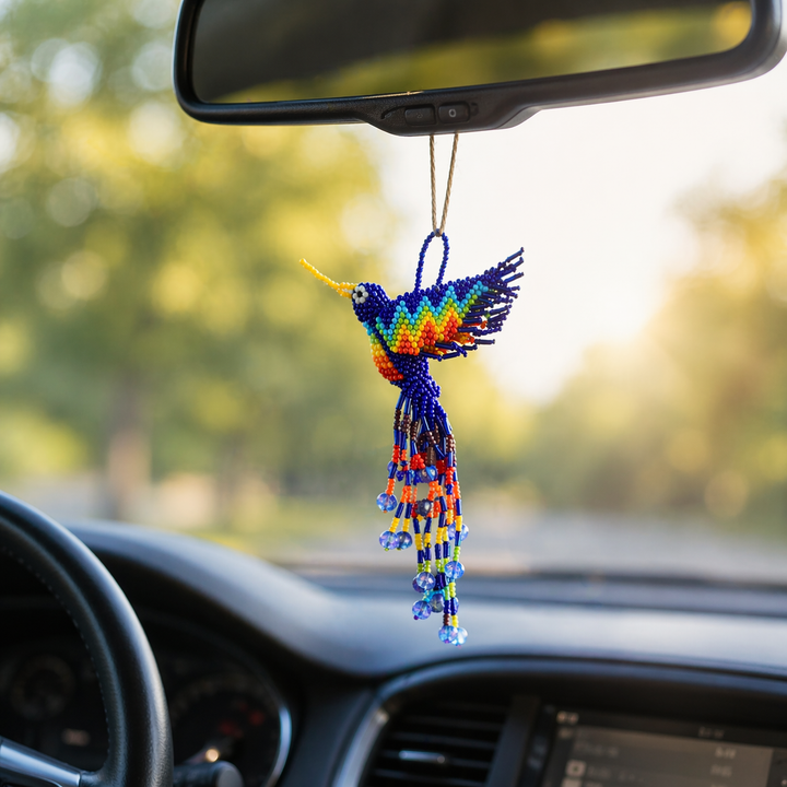 Large Hummingbird Seed Bead Handmade Ornament - Guatemala-Decor-Yulisa (Galería Artes Chávez - GU)-Lumily MZ Fair Trade Nena &amp; Co Hiptipico Novica Lucia&