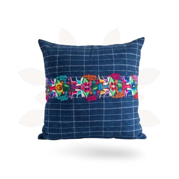 Up-cycled Denim Striped Boho Blue Pillow Cover - Guatemala-Decor-Lumily-Lumily MZ Fair Trade Nena &amp; Co Hiptipico Novica Lucia&