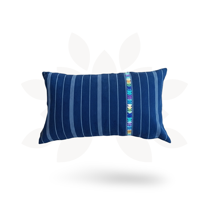 Up-cycled Denim Textile Blue Lumbar Pillow Cover - Guatemala-Decor-Lumily-Lumily MZ Fair Trade Nena &amp; Co Hiptipico Novica Lucia&
