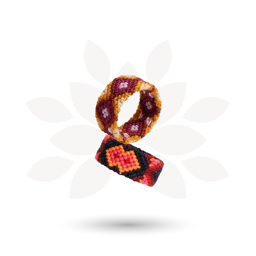 Friendship Macrame Woven Ring - Mexico-Jewelry-Rebeca y Francisco (Mexico)-Lumily MZ Fair Trade Nena & Co Hiptipico Novica Lucia's World emporium