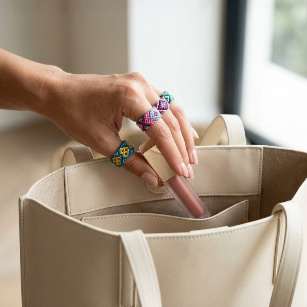 Friendship Macrame Woven Ring - Mexico-Jewelry-Rebeca y Francisco (Mexico)-Lumily MZ Fair Trade Nena & Co Hiptipico Novica Lucia's World emporium