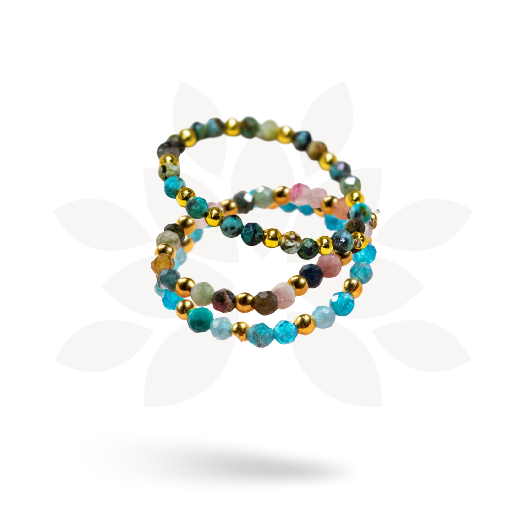 Multi-Stone Gemstone Bead Elastic Ring - Thailand-Jewelry-Arunee (Tontor - TH)-Lumily MZ Fair Trade Nena & Co Hiptipico Novica Lucia's World emporium