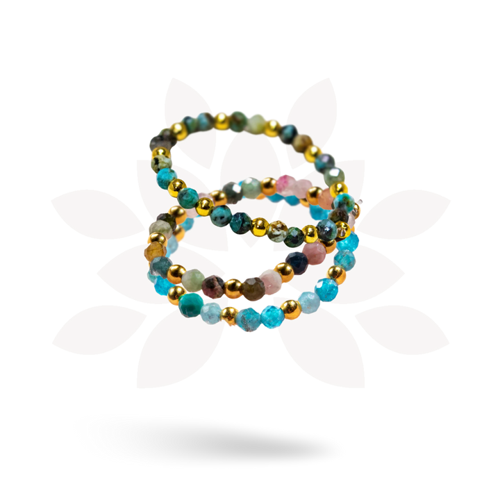 Multi-Stone Gemstone Bead Elastic Ring - Thailand-Jewelry-Arunee (Tontor - TH)-Lumily MZ Fair Trade Nena & Co Hiptipico Novica Lucia's World emporium