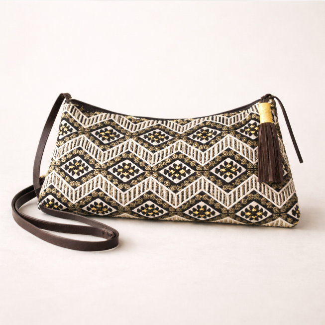 Geometric Crossbody Embroidered Bag - Thailand-Bags-Ae (Thailand)-Tan-Lumily MZ Fair Trade Nena &amp; Co Hiptipico Novica Lucia&