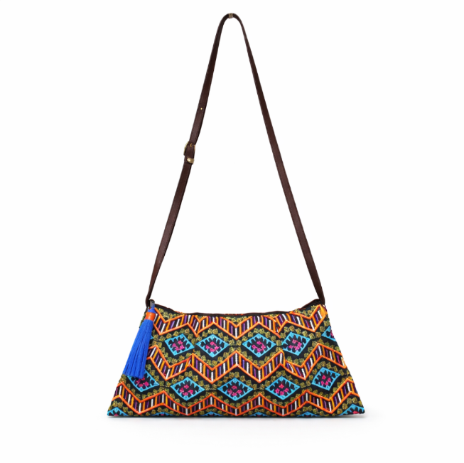 Geometric Crossbody Embroidered Bag - Thailand-Bags-Ae (Thailand)-Orange-Lumily MZ Fair Trade Nena &amp; Co Hiptipico Novica Lucia&