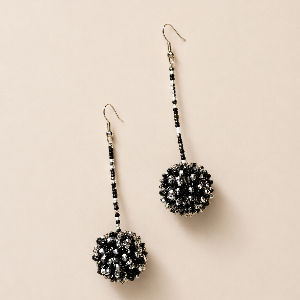 Luna Seed Bead Sphere Drop Earrings – Guatemala-Jewelry-Lumily-Salt &amp; Pepper-Lumily MZ Fair Trade Nena &amp; Co Hiptipico Novica Lucia&