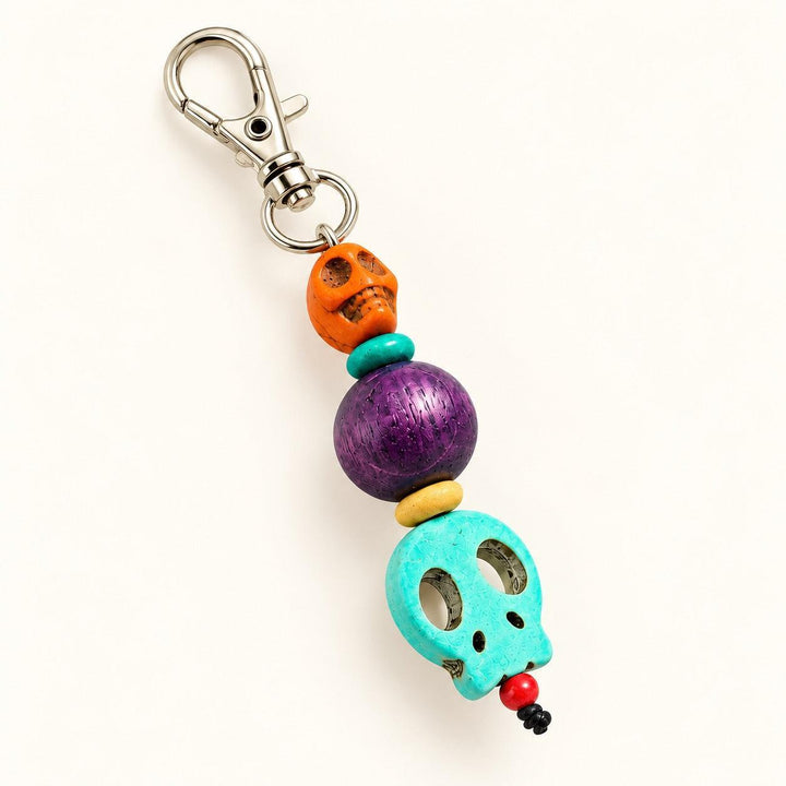 Sugar Skull Multicolor Beaded Zipper Pull | Keychain | Bag Charm - Thailand
